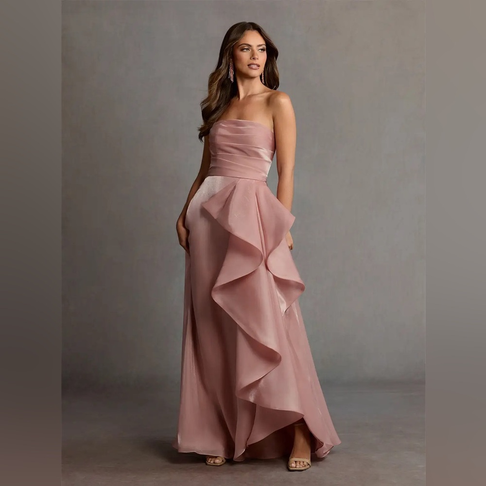 Azazie Enya Pink Handkerchief Gown